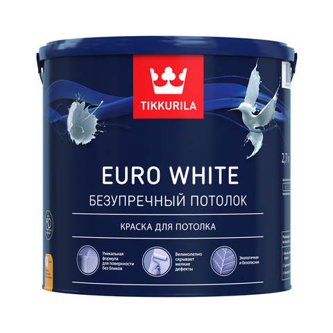 Краска для потолка EURO WHITE белая гл/мат