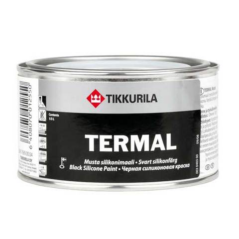 Краска термостойкая TERMAL черная, алюминиевая п/мат 0,33л